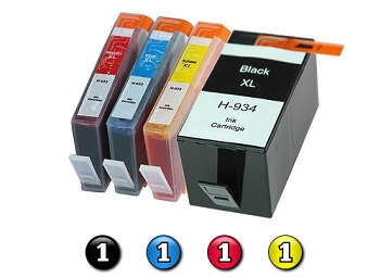 4 Pack Combo Compatible HP934XL/HP935XL (1BK/1C/1M/1Y) ink cartridges